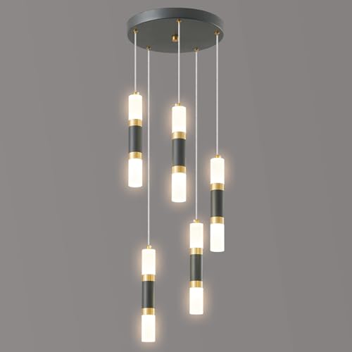 5 Light Modern Pendant Light Kitchen Island Light Fixture Dimmable LED Black Mini Pendant Lights Dinning Room Kitchen Black Gold Pendant Lighting