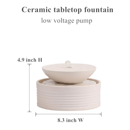 Outdoor and Indoor Ceramic Tabletop Desktop Fountain Water Feature Home and Office Decoration