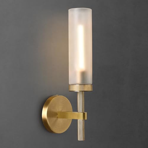 15" Knurled Brass Bathroom Wall Sconces