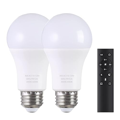 A19 LED Light Bulbs with Remote Control 1100LM 12W (2 Count)