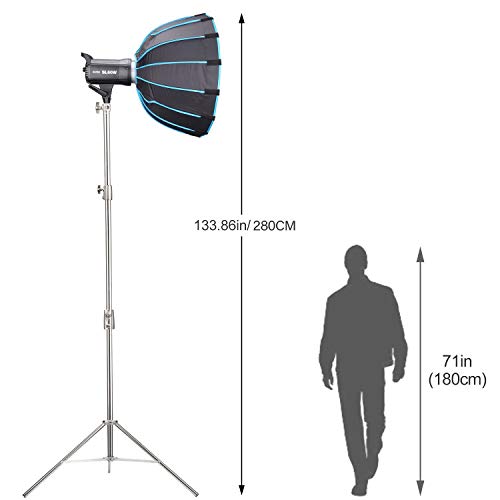 SL 60W Kit with Softbox and 2.8M Stainless Steel Light Stand LED Video Light 5600K Studio Continuous Lamp Bowens Mount Wirelessly Adjust Photo Lights for YouTube