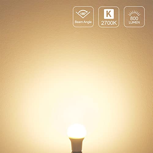 A19 E26 LED Light Bulbs 9W 800 Lumens Soft White 2700k 3 Pack (3 Count)