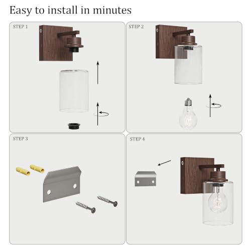 Walnut Battery Operated Wall Sconce Set of Two with Remote Control (2 Count)