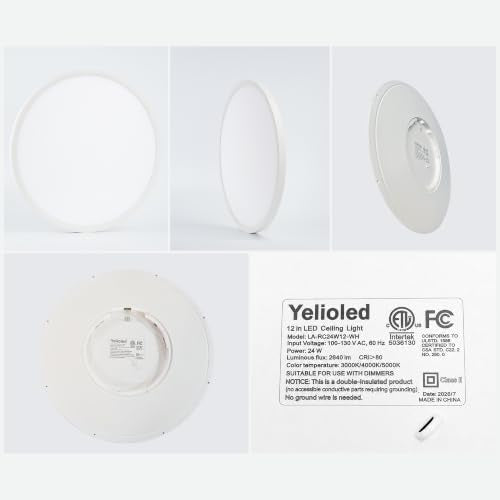 6 Pack 12 Inch Hardwired Dimmable LED Flush Mount Ceiling Light Fixtures (6 Count)