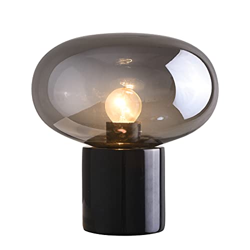 Glass Table Lamp Farmhouse Lamps for Living Room Art Deco Side Table Lamp for Living Room Smoky Gray