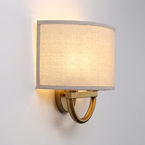 Industrial 2 Lights Wall Sconce Fixtures with Linen Fabric Shade