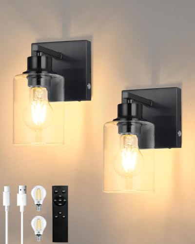 Wireless Battery Operated Wall Sconce Set of Two with Remote Control (2 Count)