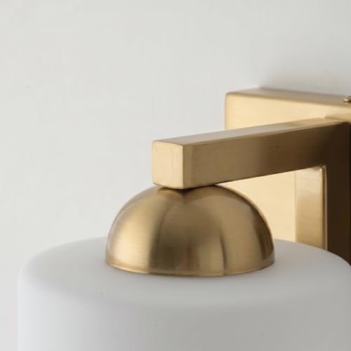 1 Light Brushed Gold Bathroom Vanity Light with White Glass Shade
