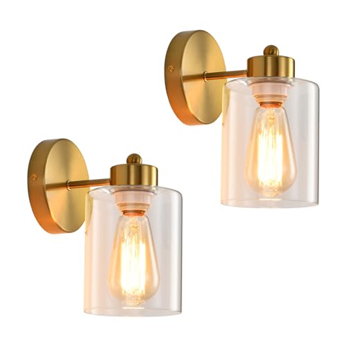 Metal Sconces Wall Lighting with Clear Glass Shade (2 Count)