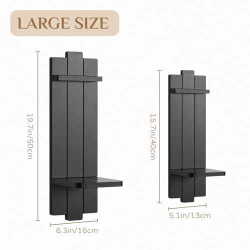 Large Black Wood Wall Candle Sconces (2 Count)