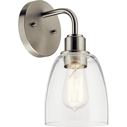 Meller 11.25 Inch 1 Light Wall Sconce with Clear Glass in Brushed Nickel