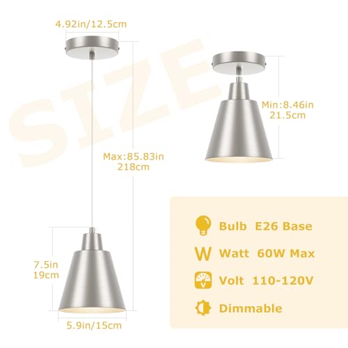 Brushed Nickel Pendant Light Kitchen Island (3 Count)
