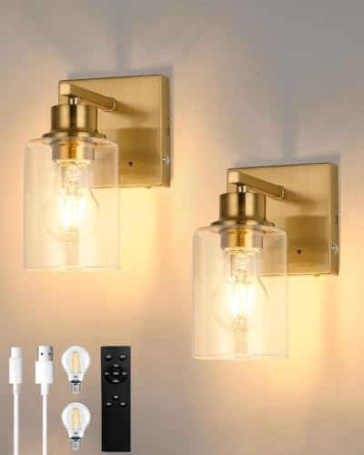 Wireless Battery Operated Wall Sconce Set of 2 with Remote Control (2 Count)