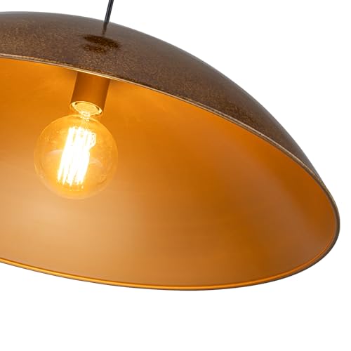 Vintage Antique Brass Dome Pendant Light