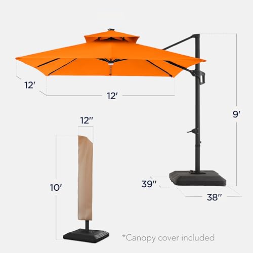 12x12ft LED Cantilever Patio Umbrella w