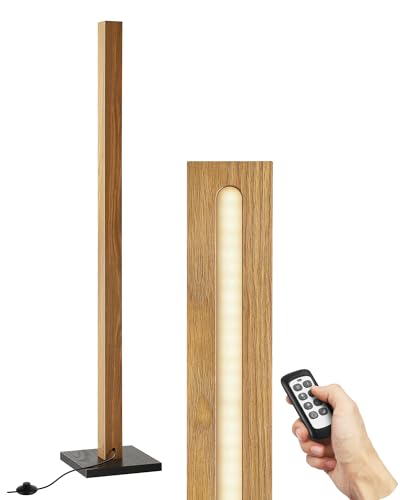 48.43" Wooden LED Corner Floor Lamp with Remote
