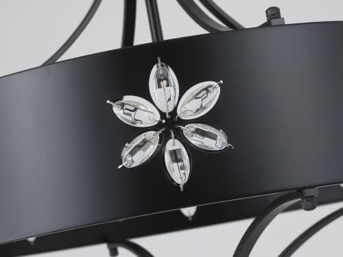 6 Light Large Farmhouse Crystal Pendant Light Fixture with Adjustable Chain