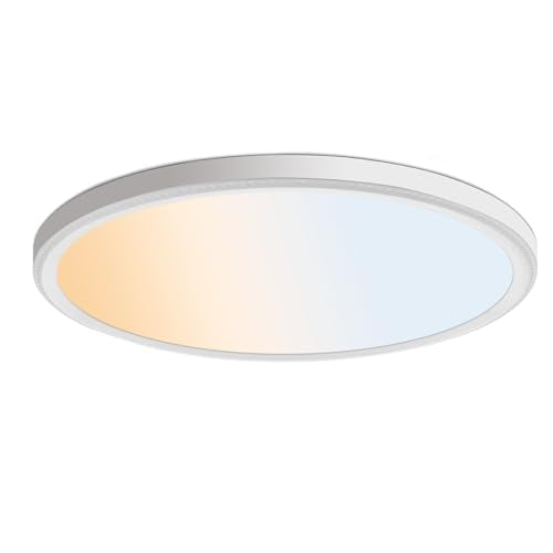 5CCT 3000k//3500k/4500k//5000k/6000k Selectable, Dimmable Led Flush Mount Ceiling Light, 20 Inch 5000LM Round Modern Flat Panel,Super Slim for Living Dining Kitchen Bedroom Room