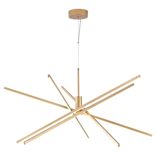 Big Gold Chandelier for Foyer Living Room 48 Inches High Ceiling Chandeliers Modern Remote Control Sputnik Chandelier for Large Living Room Dining Room Foyer
