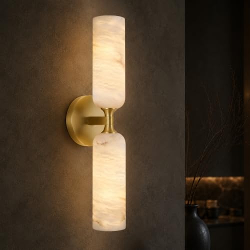 20in Alabaster Wall Sconce Antique Brass Sconces Wall Light