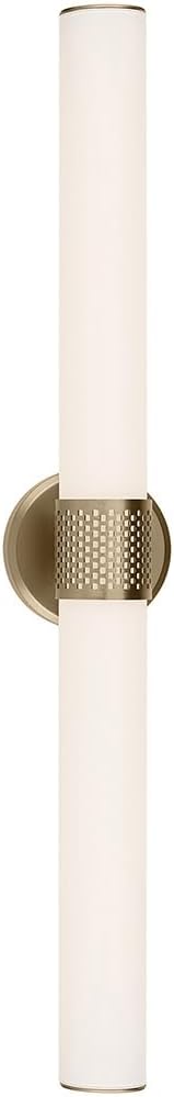 Kichler Sashi 32" LED Large Bath Bar with White Glass in Champagne Bronze, Modern, for Vanity, Fireplace, Buffet, Hallway, Vanity Mirror, (32" W x 5" H) 55193CPZLED