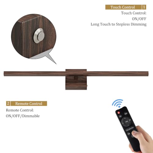Walnut Battery Operated Wall Sconce with Remote Control 36 Inch