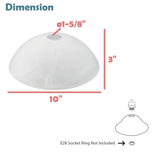 23514-11, Alabaster Replacement Glass Shade for Medium Base Socket Torchiere Lamp, Swag Lamp, Pendant and Island Fixture. 9-7/8" Diameter x 3-3/8" Height