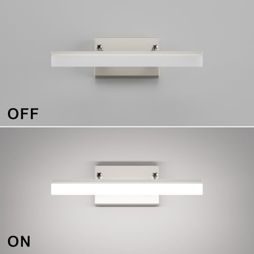 Brushed Nickel Vanity Light 16 inch Modern Wall Sconces Adjustable LED Bathroom Light Fixtures Over Mirror Rotatable Vanity Lighting 5500K