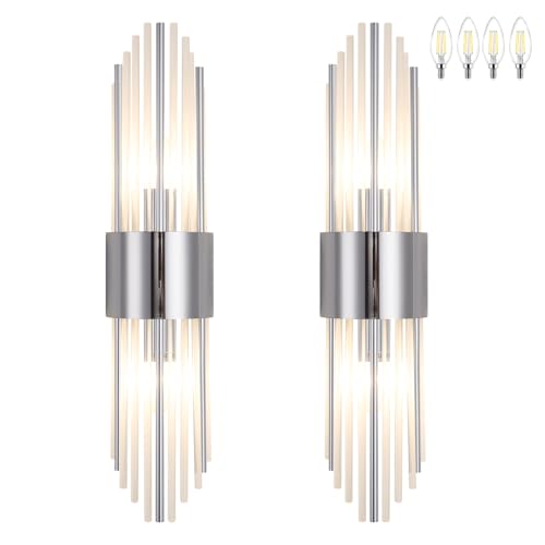 Chrome sconces wall set of 2