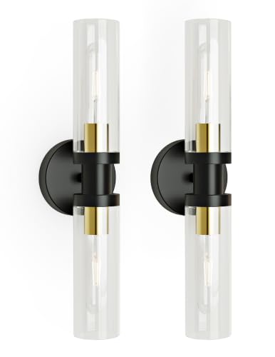 Black & Gold Wireless Battery Operated Wall Sconce with Remote (2 Count)