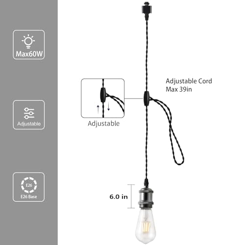 H Track Pendant Lights with Adjustable Cord (6 Count)