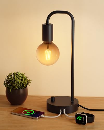 Industrial Table Lamp with 2 USB Port