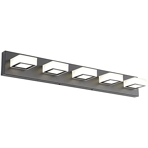 Modern Black Bathroom Lighting Fixtures 5 Lights Adjustable Acrylic Vanity Lights Fixtures Modern LED Matte Black Bathroom Vanity Lights Over Mirror