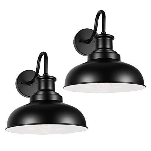 Outdoor Barn Lights Outdoor Wall Sconces Farmhouse Exterior Wall Mount Light Vintage Outside Wall Lighting Fixture Industrial Black White Lanterns for Porch