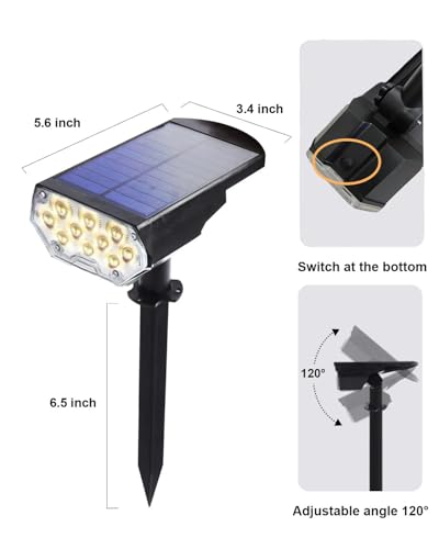 2 Pack Solar Spot Lights Outdoor Waterproof