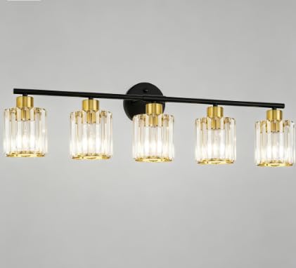 Modern Black Gold Crystal Bathroom Light Fixtures