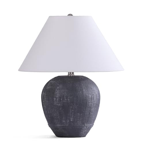 21'' Medium Size Gray Base Ceramic Basin Table Lamp for Bedroom