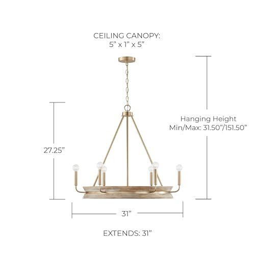 Capital Lighting 447361WS Finn Modern Farmhouse Handcrafted Mango Wood Round Chandelier