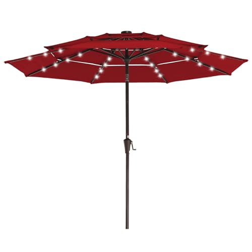 9 ft 3 Tier Outdoor LED Lighted Patio Umbrella w