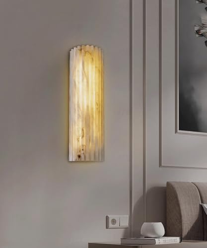 11.8in Natural Alabaster Wall Sconce Semicircle Marble Wall Light Hardwired