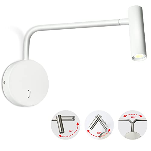 Wall Mounted Reading Light for Bedroom Hardwired Sconce with Switch on