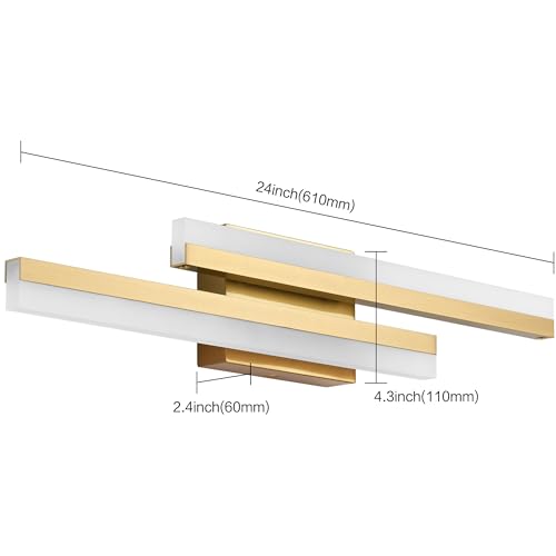 24 Inch LED Vanity Light Brushed Gold Bathroom Light Fixtures Over Mirror Modern Bath Lighting Bar 5CCT