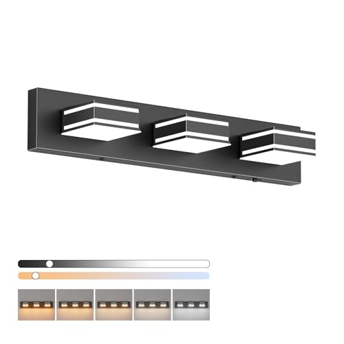 24inch Black Bathroom Vanity Lights with 5 Color Temperatures