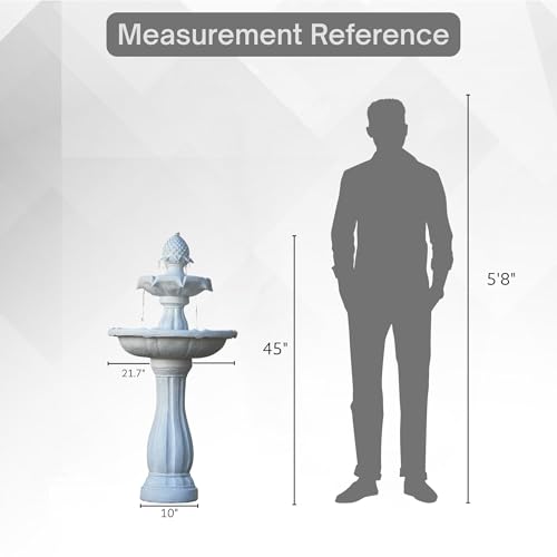 44" 2 Tier Solar Outdoor Water Fountain