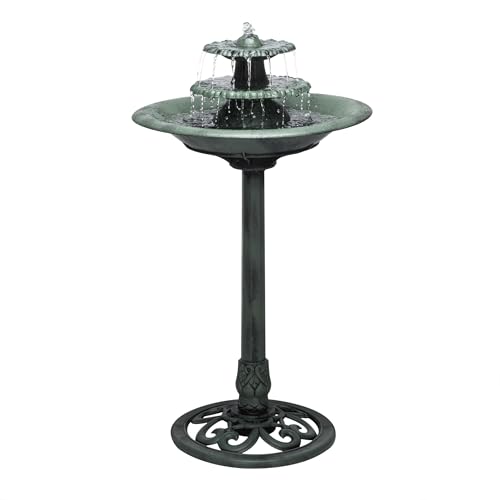 35" Tall 3 Tier Outdoor Pedestal Water Fountain