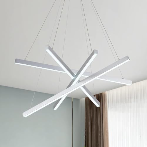 Modern 4 Light Dimmable LED Linear Chandelier Pendant Light