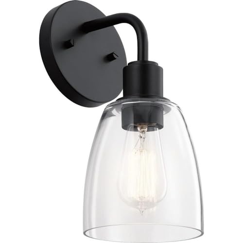 Meller 11 Inch 1 Light Wall Sconce with Clear Glass in Black