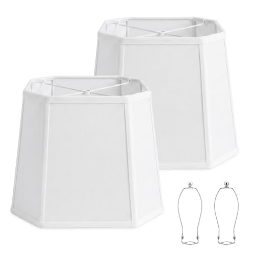 White Square Cut Corner Lamp Shades Set of 2