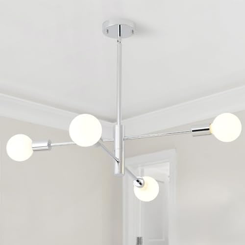Modern Sputnik Lighting Fixture 4 Bulbs Chrome Ceiling Light Fixture