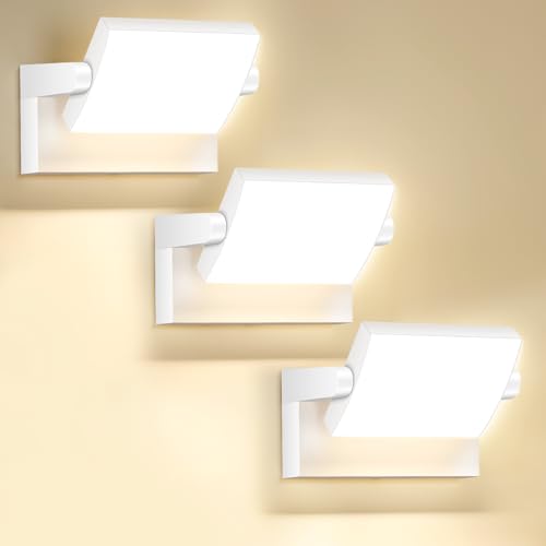 3Pack Outdoor LED Wall Light 40W White Flood Lights 350°Rotation Exterior Lighting Fixture Commercial Security 3000K Waterporof for Barn Yard Garage Building Area Backyard (3 Count)